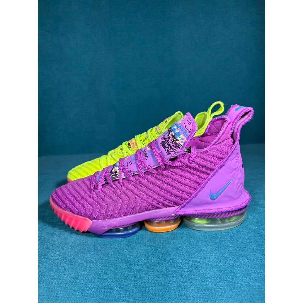 Nike LeBron 16 AO2588-580 Multicolor Graffiti Mismatched Basketball Shoes Men’s